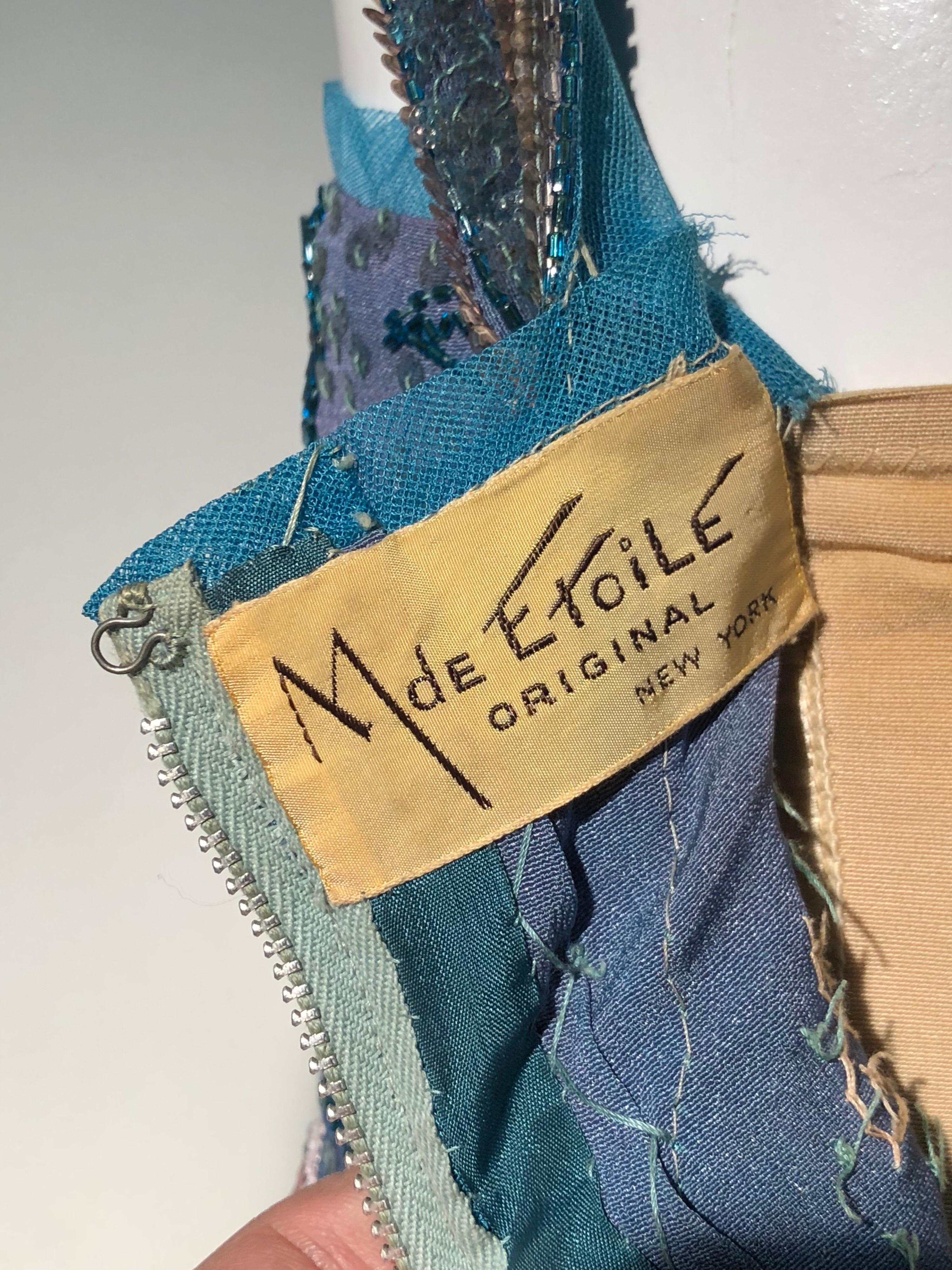 MGM Mme des années 1950. Etoile par Irene Sharaff - Robe de bal haute couture en soie sarcelle profonde en vente 14