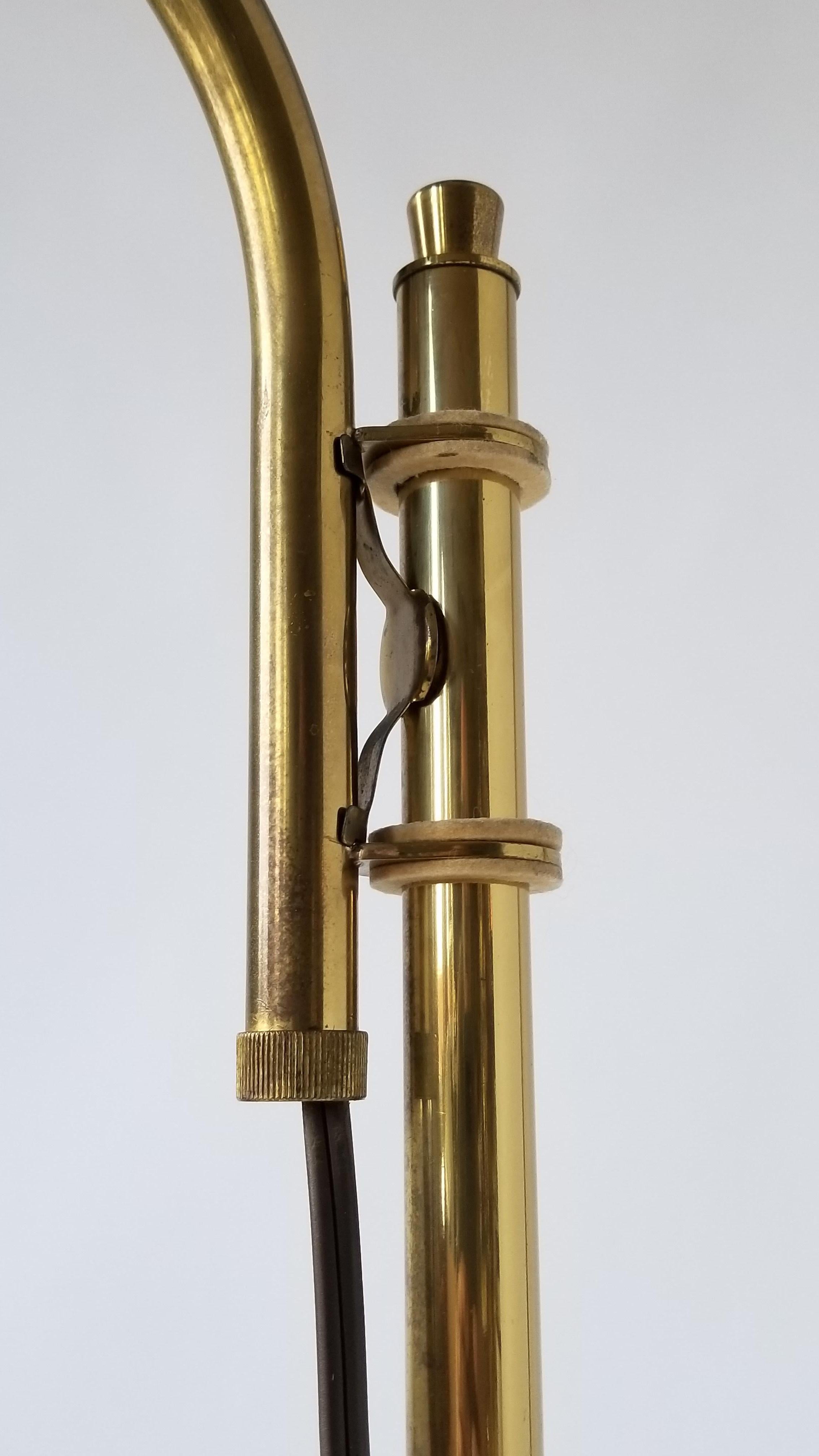 1950s  M.G.Wheeler  Brass and Enameled Aluminium Telescopic  Floor Lamp , USA  5