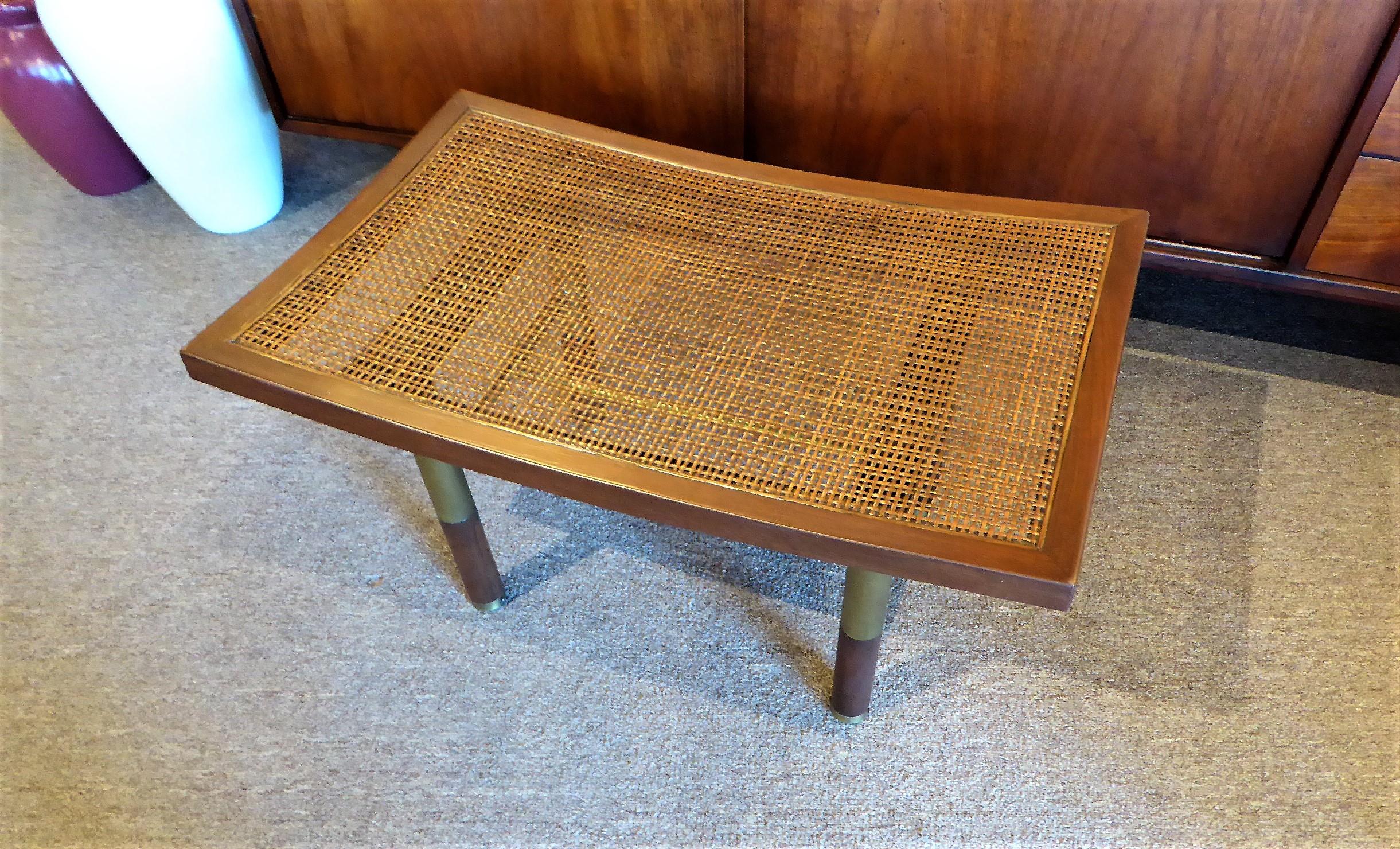 Mid-20th Century 1950s Michael Taylor for Baker Far East Collection Cane & Brass Bench