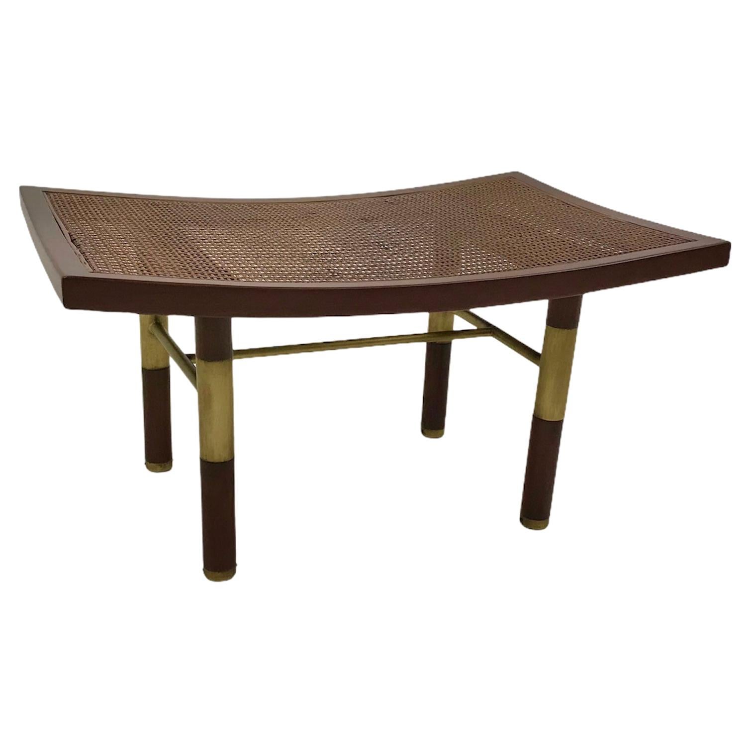1950s Michael Taylor for Baker Far East Collection Cane & Brass Bench