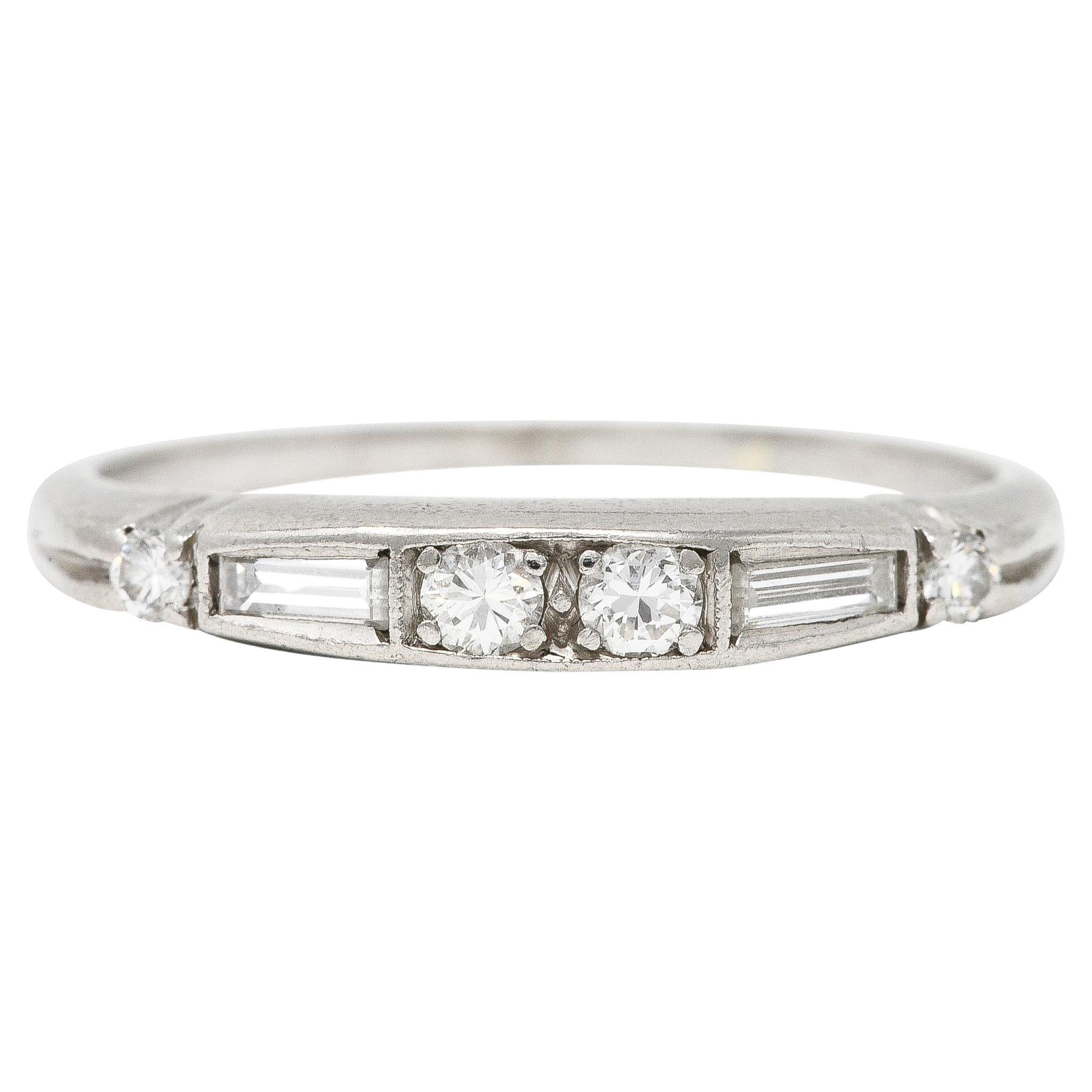 1950
s Mid-Century 0.30 Carat Diamond Platinum Wedding Band Vintage Ring