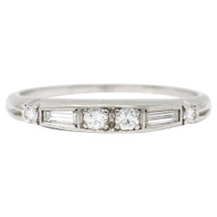 1950's Mid-Century 0.30 Carat Diamond Platinum Wedding Band Vintage Ring
