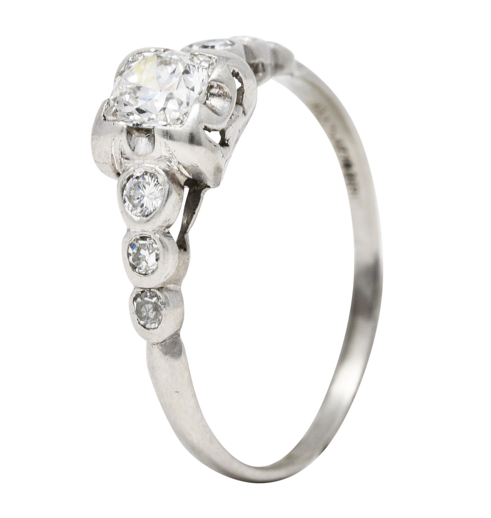 1950's Mid-Century 0.50 Carat Diamond Platinum Engagement Ring 3