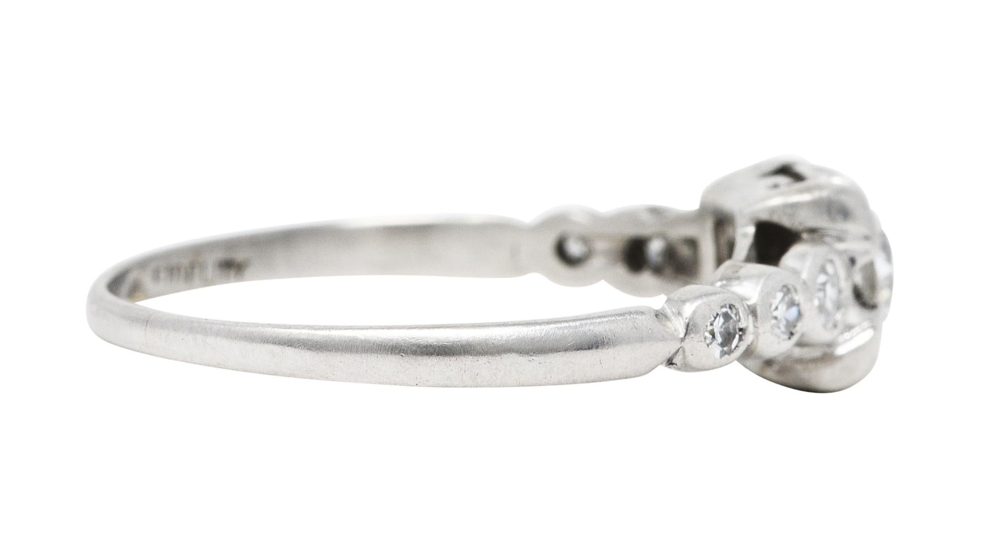 Retro 1950's, Mid-Century 0.50 Carat Diamond Platinum Engagement Ring