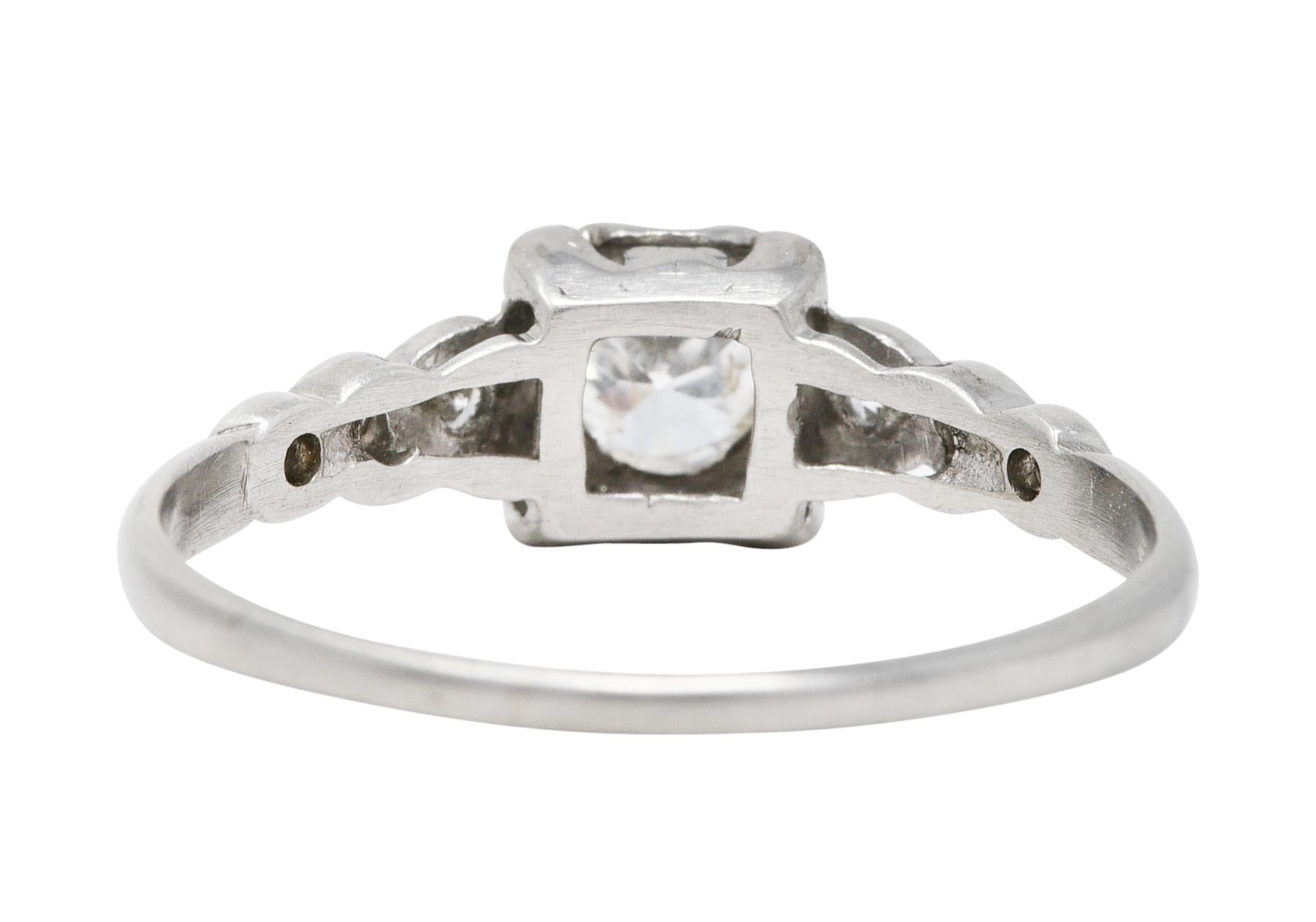 Old European Cut 1950's, Mid-Century 0.50 Carat Diamond Platinum Engagement Ring
