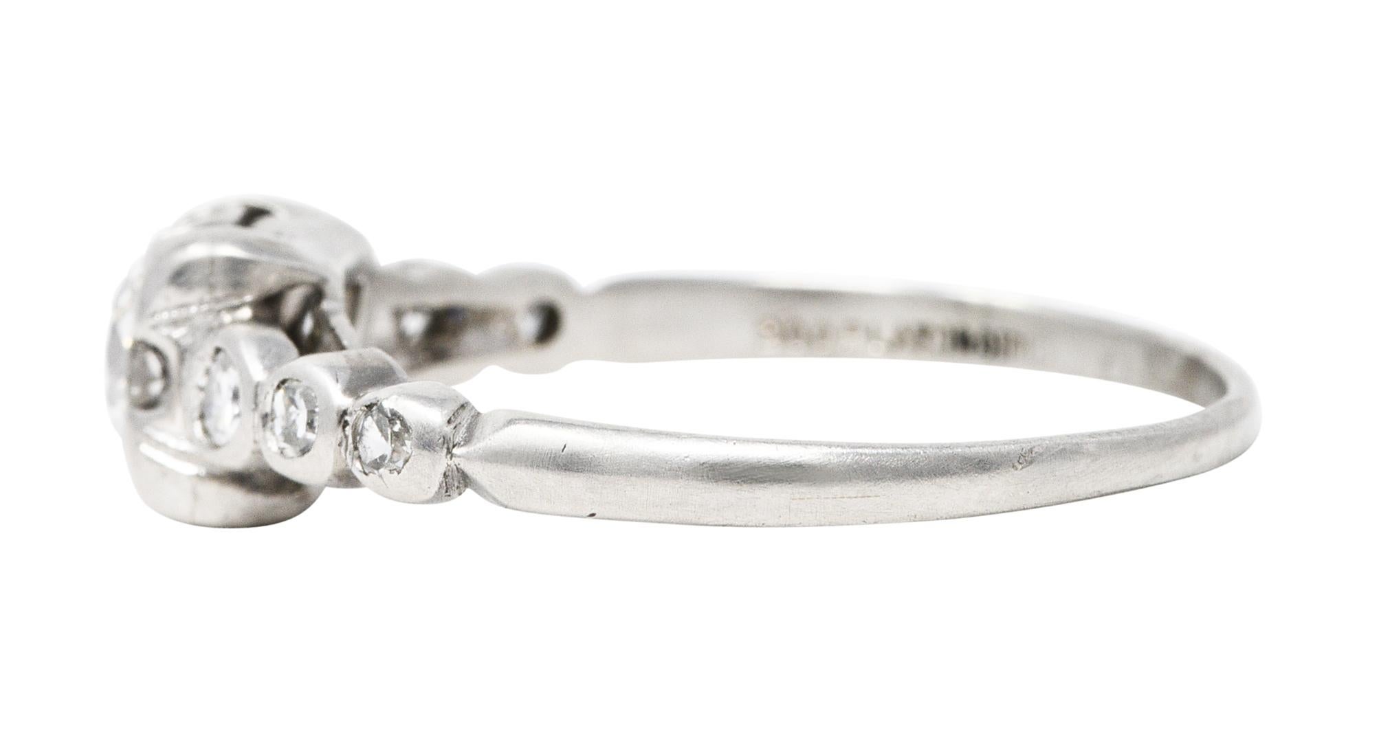 Old European Cut 1950's Mid-Century 0.50 Carat Diamond Platinum Engagement Ring