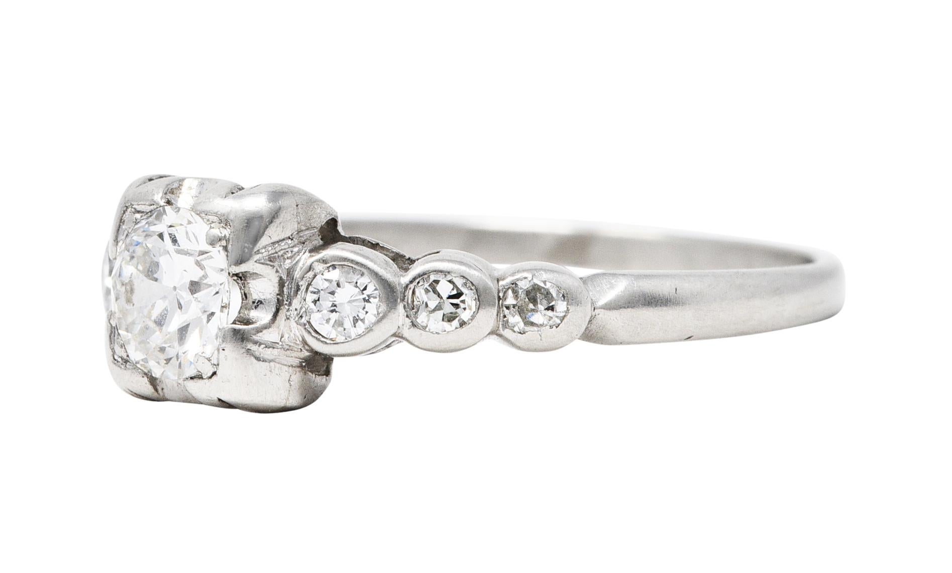 1950's Mid-Century 0.50 Carat Diamond Platinum Engagement Ring In Excellent Condition In Philadelphia, PA
