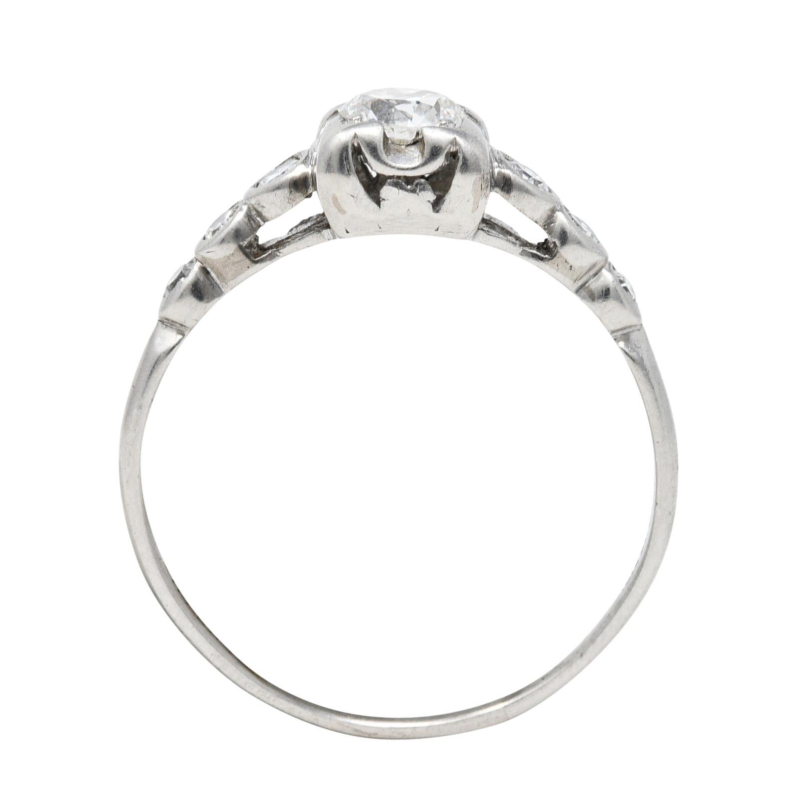 1950's Mid-Century 0.50 Carat Diamond Platinum Engagement Ring 2