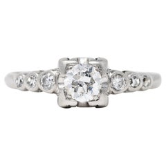 1950's Mid-Century 0.50 Carat Diamond Platinum Engagement Ring