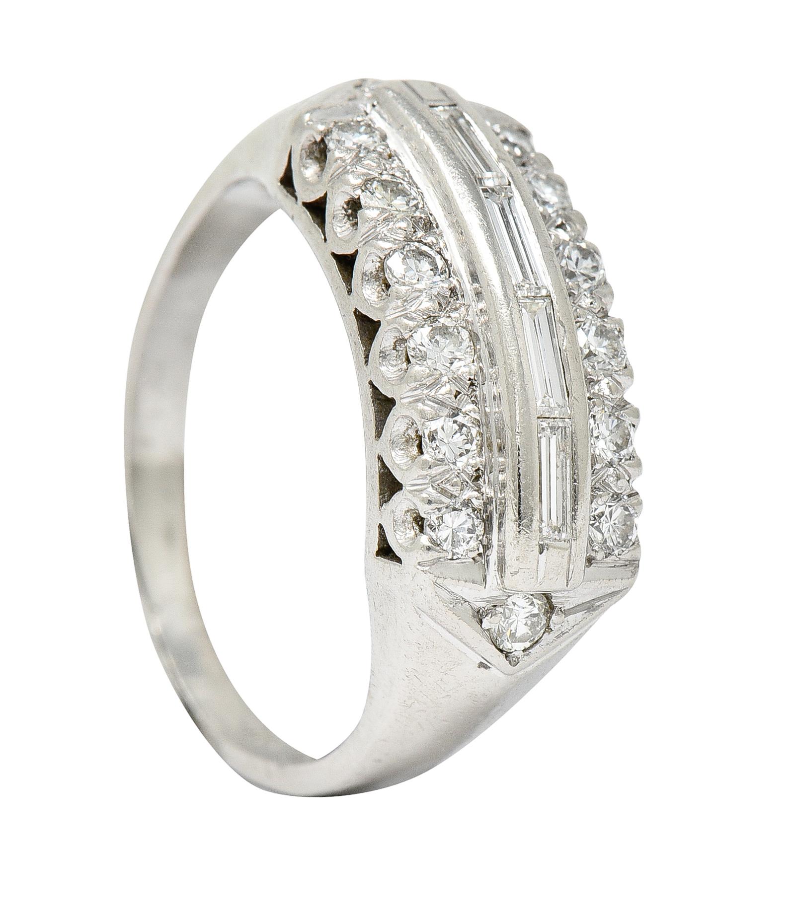 1950's Mid-Century 0.50 Carats Diamond Platinum Fishtail Channel Band Ring For Sale 3