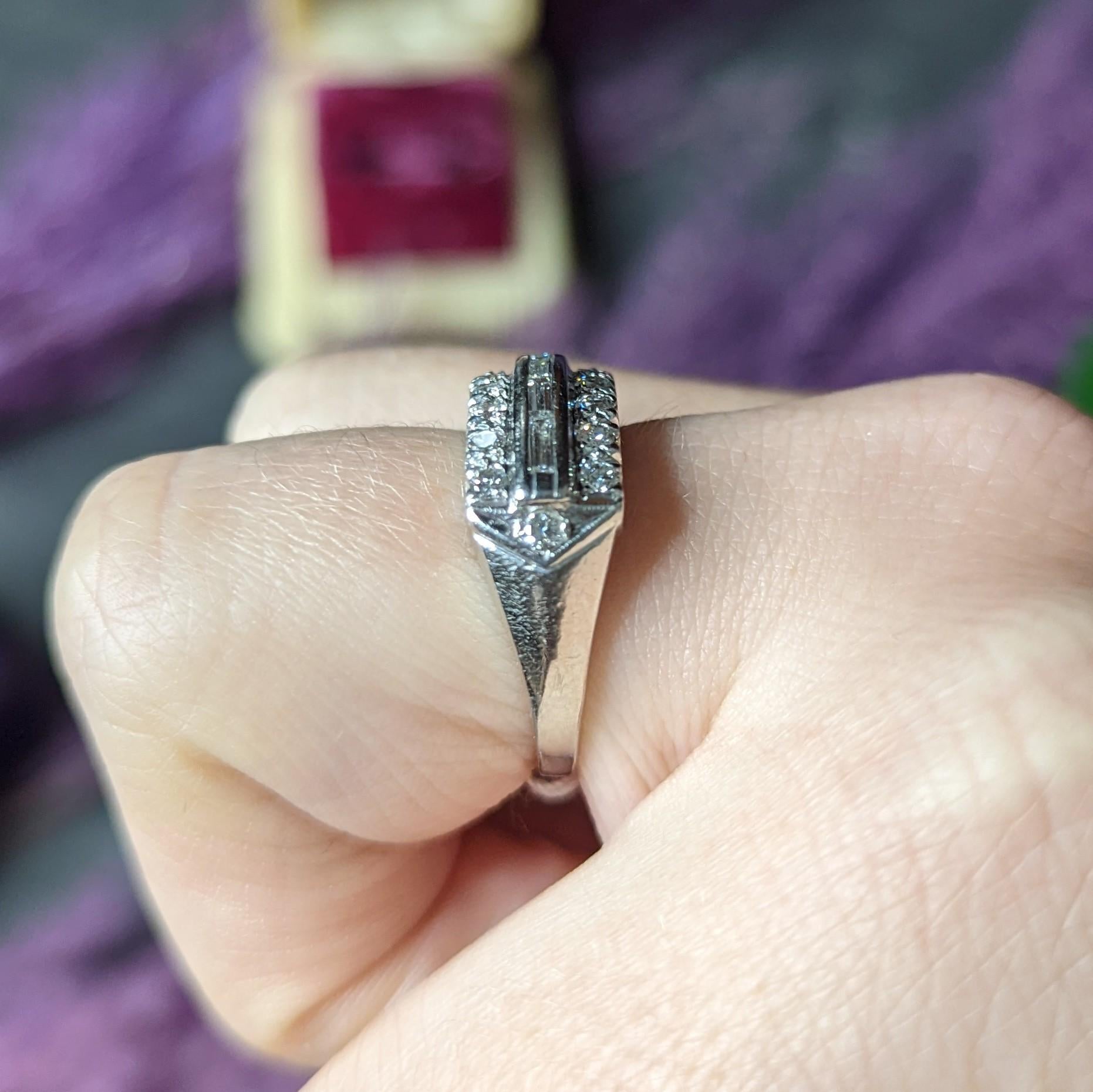1950's Mid-Century 0.50 Carats Diamond Platinum Fishtail Channel Band Ring For Sale 5