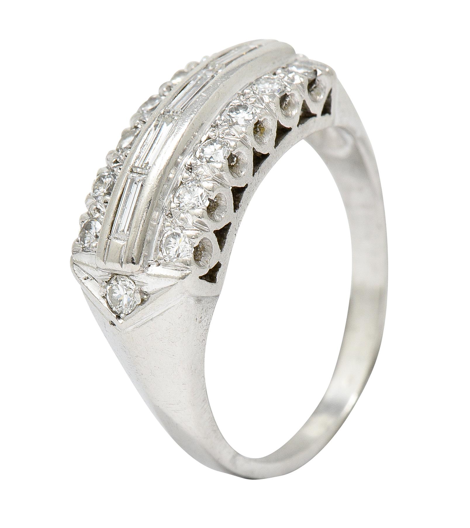 1950's Mid-Century 0.50 Carats Diamond Platinum Fishtail Channel Band Ring For Sale 1