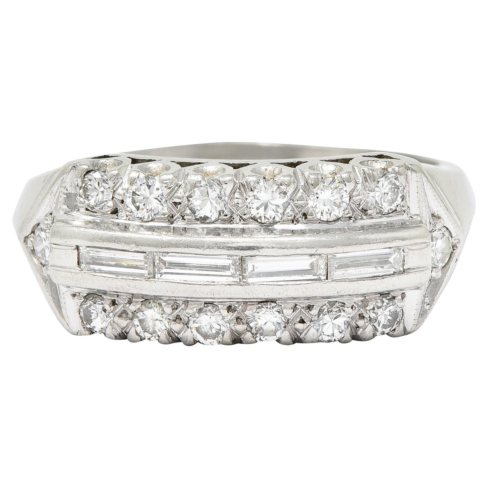 1950's Mid-Century 0.50 Carats Diamond Platinum Fishtail Channel Band Ring For Sale