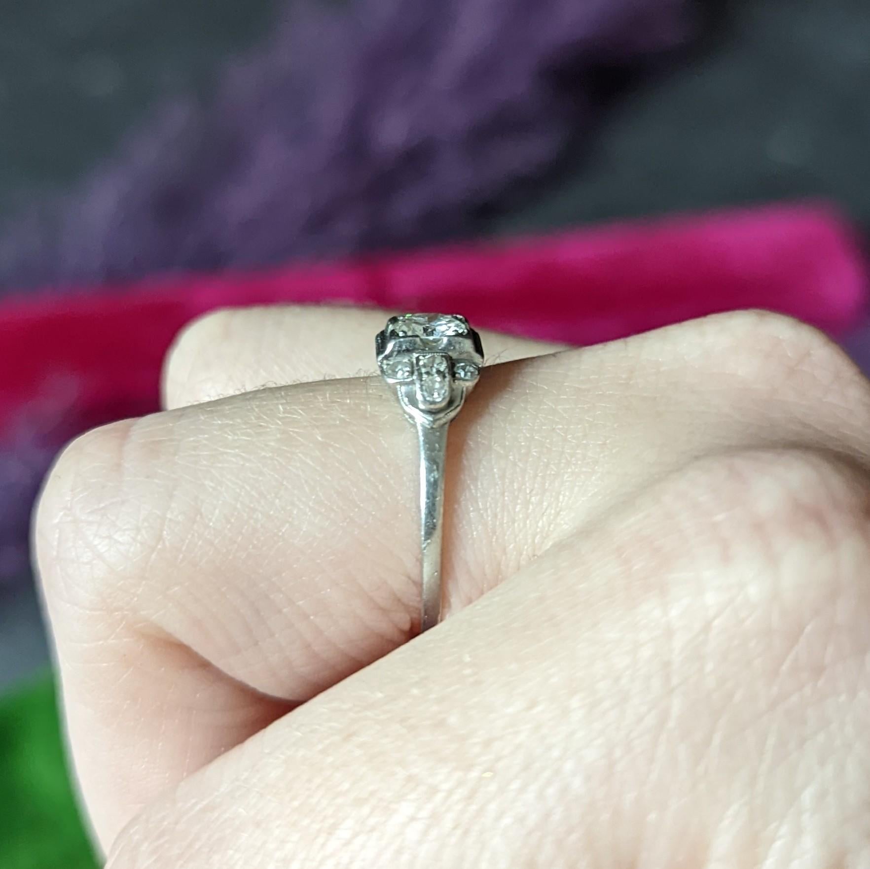 1950's Mid-Century 0.65 Carat Diamond Platinum Engagement Ring 3