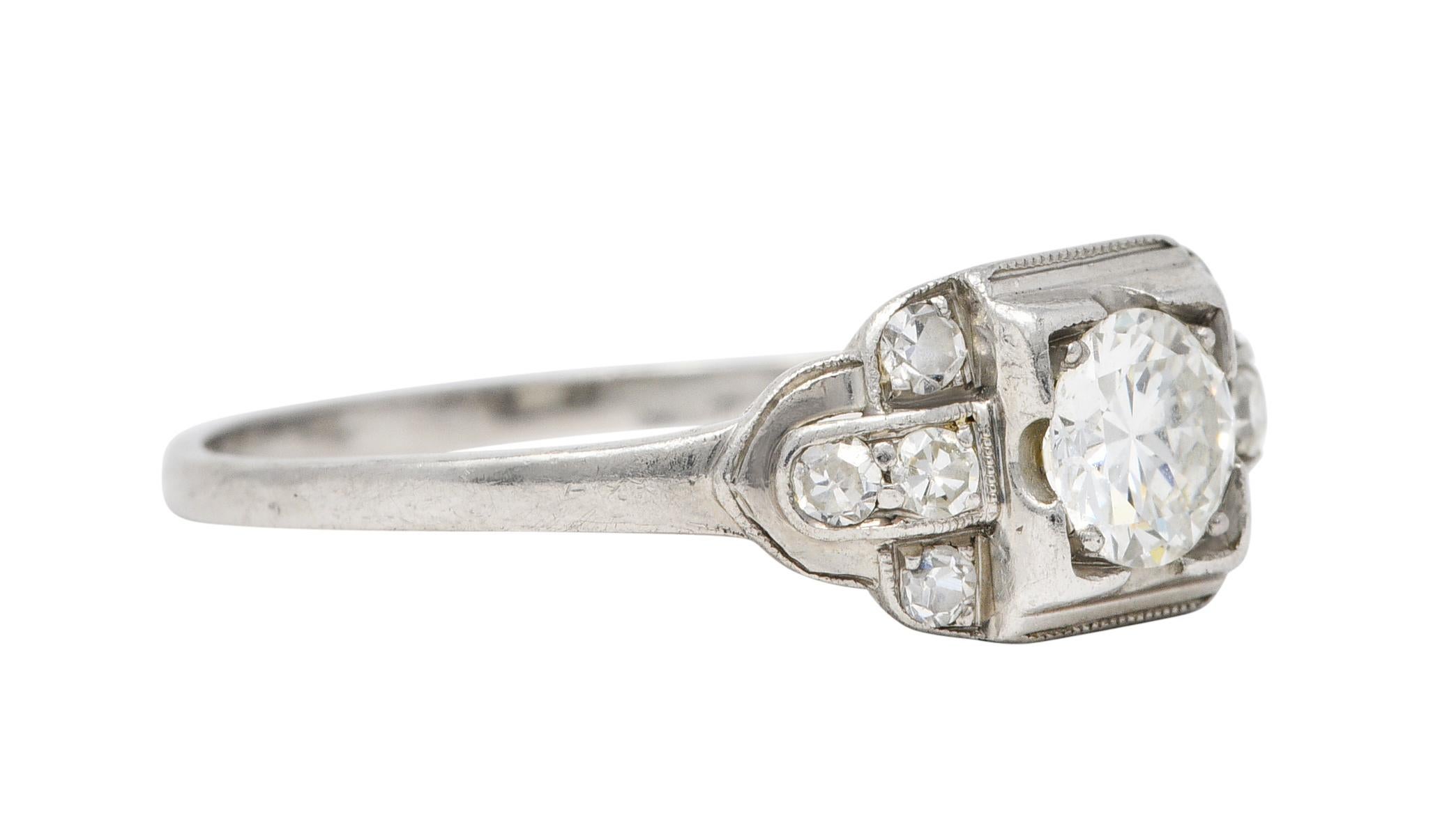 Single Cut 1950's Mid-Century 0.65 Carat Diamond Platinum Engagement Ring