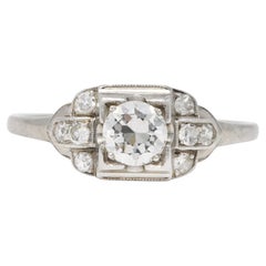 1950's Mid-Century 0.65 Carat Diamond Platinum Engagement Ring