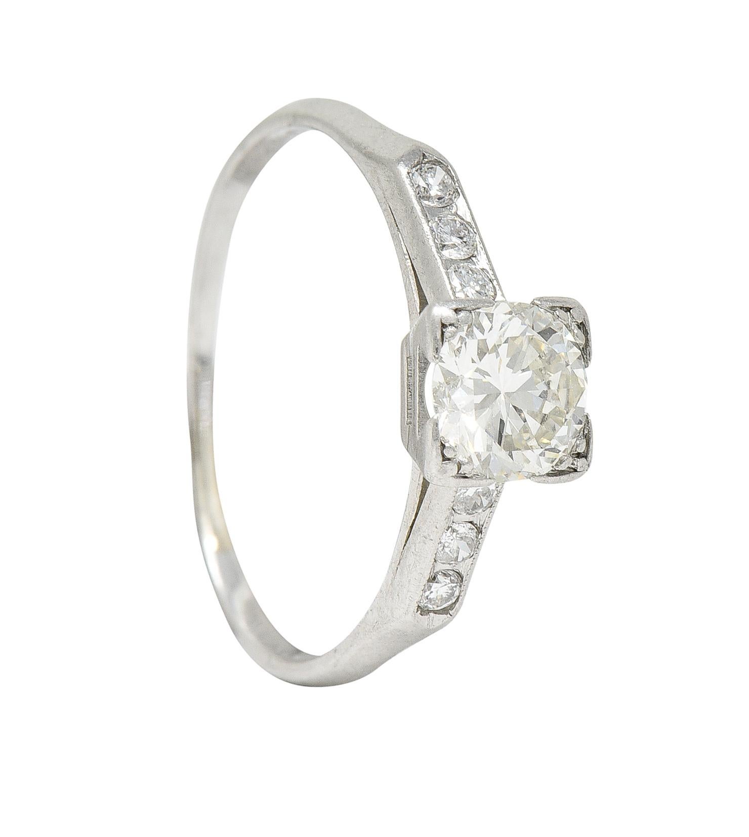 1950's Mid-Century 0.72 Carat Diamond Platinum Engagement Ring For Sale 3