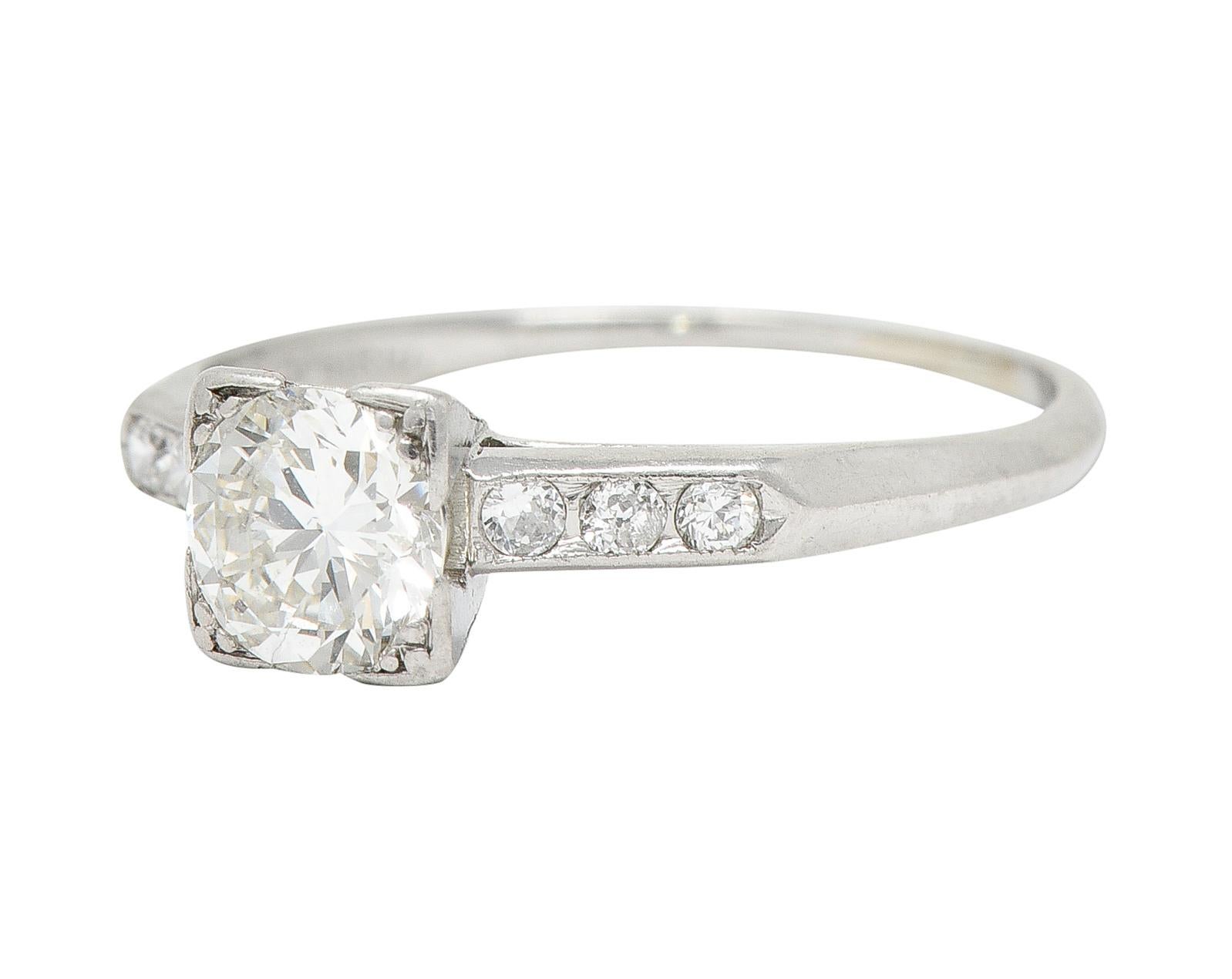 1950's Mid-Century 0.72 Carat Diamond Platinum Engagement Ring In Excellent Condition For Sale In Philadelphia, PA