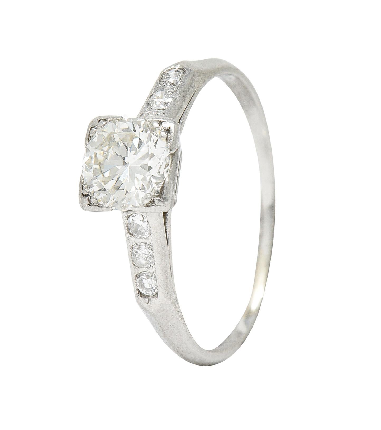 1950's Mid-Century 0.72 Carat Diamond Platinum Engagement Ring For Sale 1