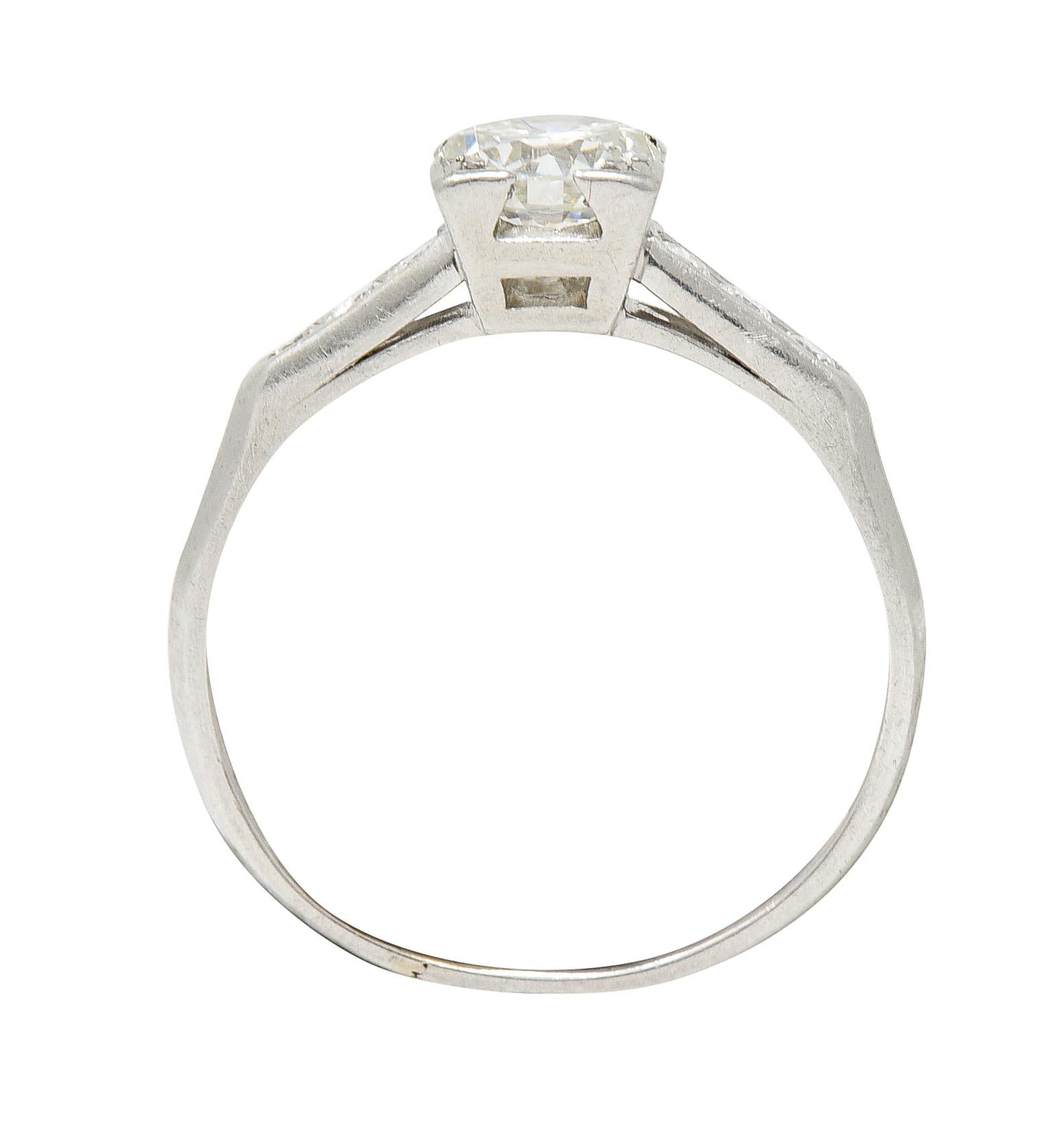 1950's Mid-Century 0.72 Carat Diamond Platinum Engagement Ring For Sale 2