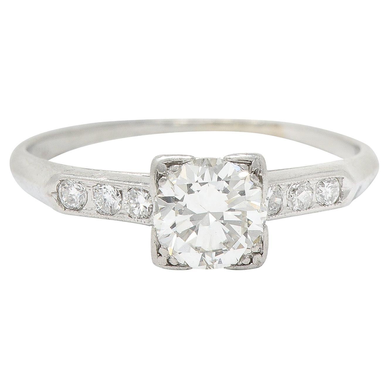 1950's Mid-Century 0.72 Carat Diamond Platinum Engagement Ring For Sale