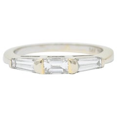 1950's Mid-Century 0.75 Carat Baguette Diamond 14 Karat White Gold Band Ring
