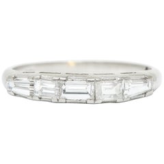 1950's Mid-Century 0.75 Carat Diamond Platinum Stackable Band Ring