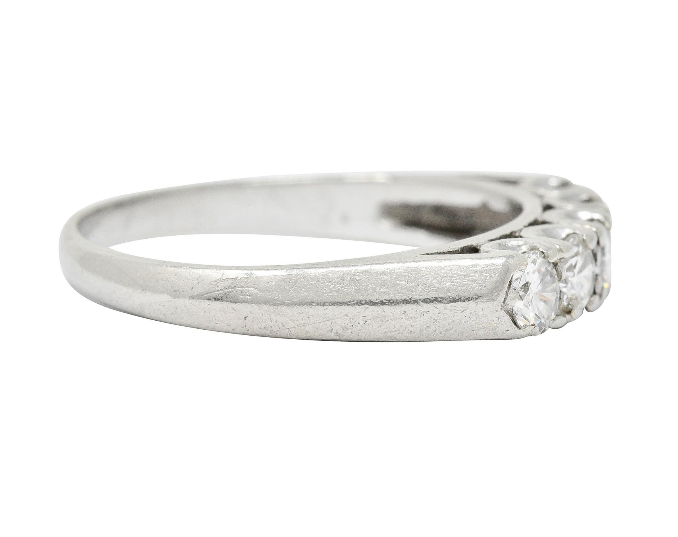 Retro 1950's Mid-Century 0.75 Carat Diamond Platinum Fishtail Band Ring For Sale