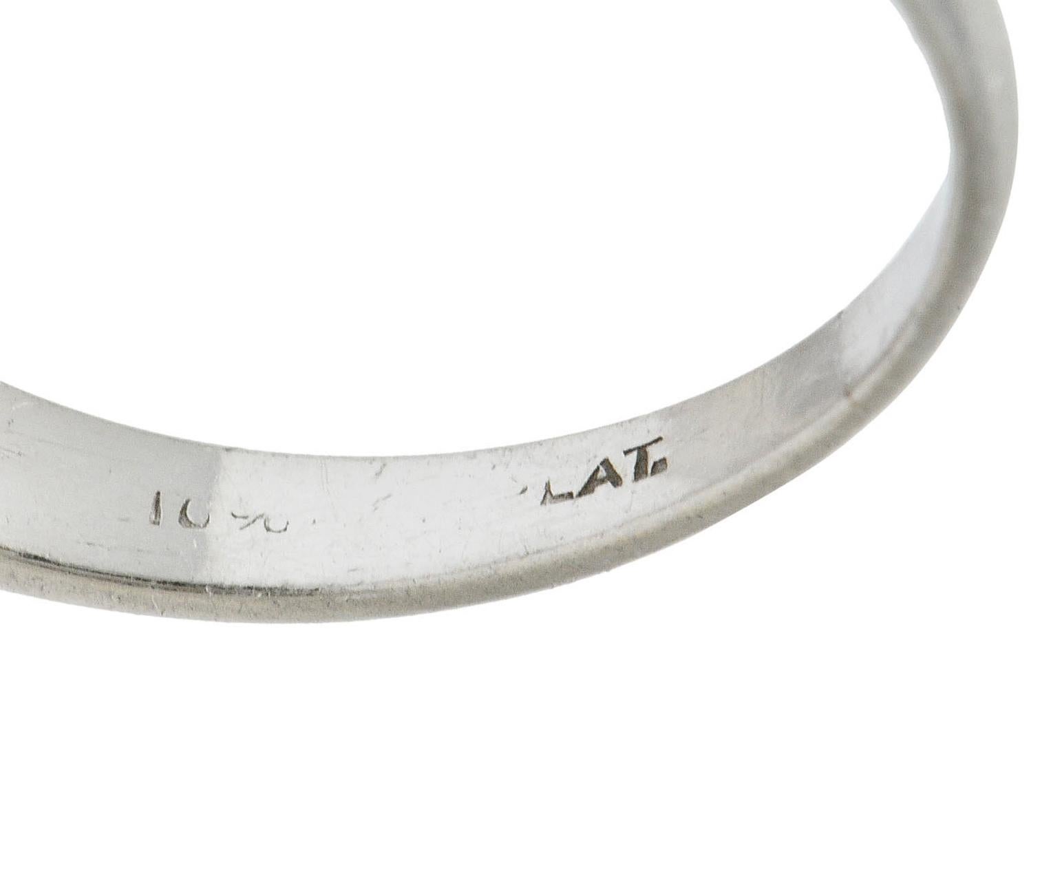 1950's Mid-Century 0.75 Carat Diamond Platinum Fishtail Band Ring For Sale 2