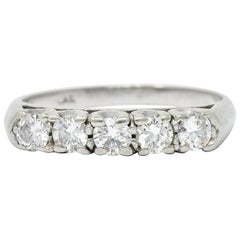 Vintage 1950's Mid-Century 0.75 Carat Diamond Platinum Fishtail Band Ring