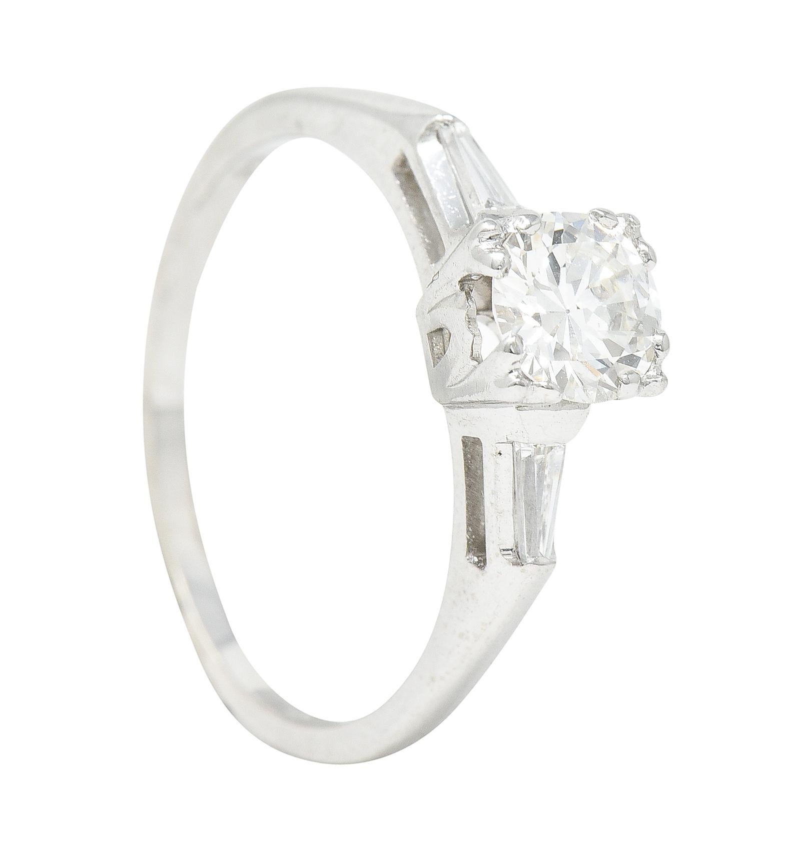 1950's Mid-Century 0.76 Carat Transitional Cut Diamond 14 Karat Engagement Ring For Sale 3