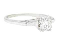 1950's Mid-Century 0.76 Carat Transitional Cut Diamond 14 Karat Engagement Ring