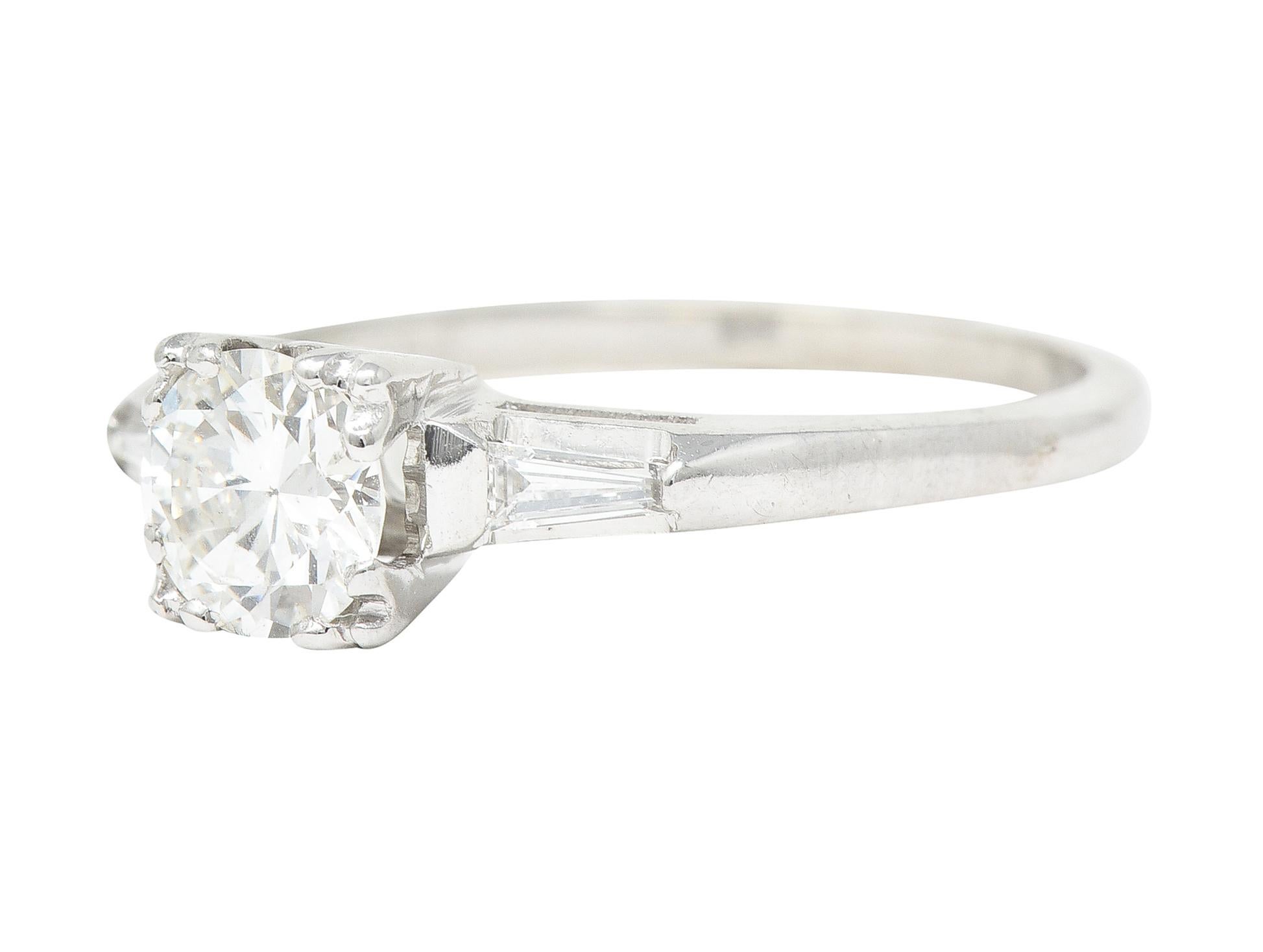 Old European Cut 1950's Mid-Century 0.76 Carat Transitional Cut Diamond 14 Karat Engagement Ring For Sale