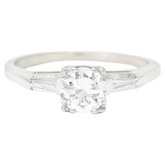 Vintage 1950's Mid-Century 0.76 Carat Transitional Cut Diamond 14 Karat Engagement Ring
