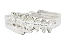 1950's Mid-Century 0.95 Carat Diamond 14 Karat White Gold Band Ring