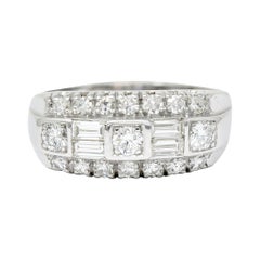 1950's Mid-Century 1.00 Carat Diamond 14 Karat White Gold Band Ring