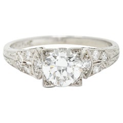 1950's Mid-Century 1.00 Carat Diamond Platinum Square Form Engagement Ring