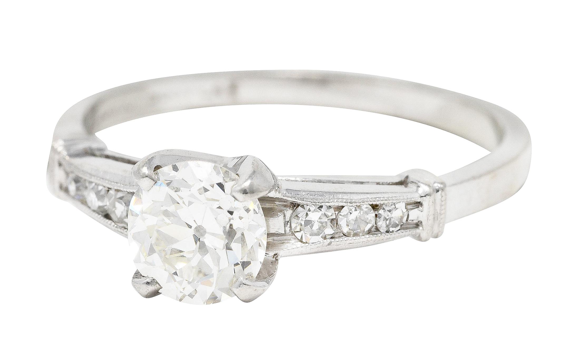 1950's Mid-Century 1.05 Carats Diamond Platinum Engagement Ring For Sale 1