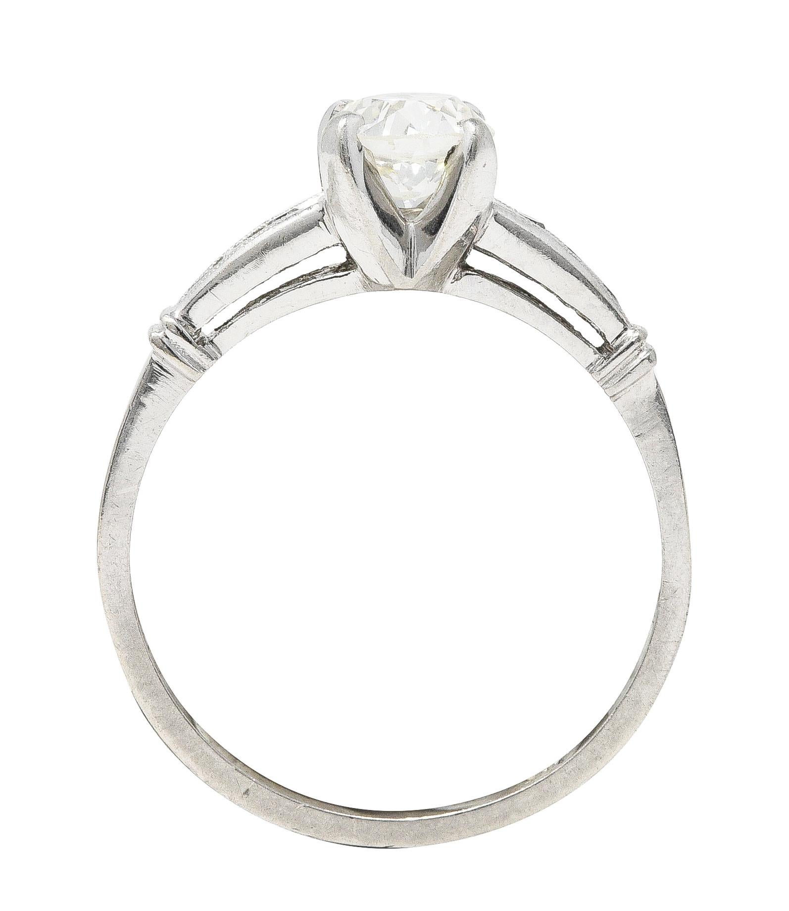 1950's Mid-Century 1.05 Carats Diamond Platinum Engagement Ring For Sale 4