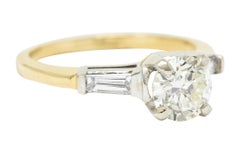 1950's Mid-Century 1.11 Carats Diamond 14 Karat Two-Tone Engagement Ring GIA