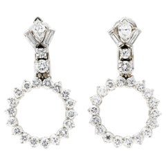 Mid-Century 1,18 Karat Diamant Platin 14 Karat Gold Tropfenohrringe