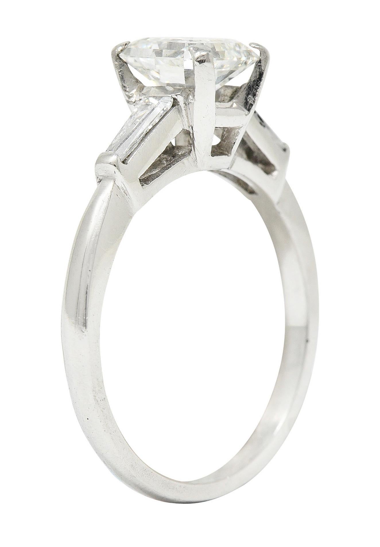 1950's Mid-Century 1.24 Carats Asscher Diamond Platinum Engagement Ring GIA 4