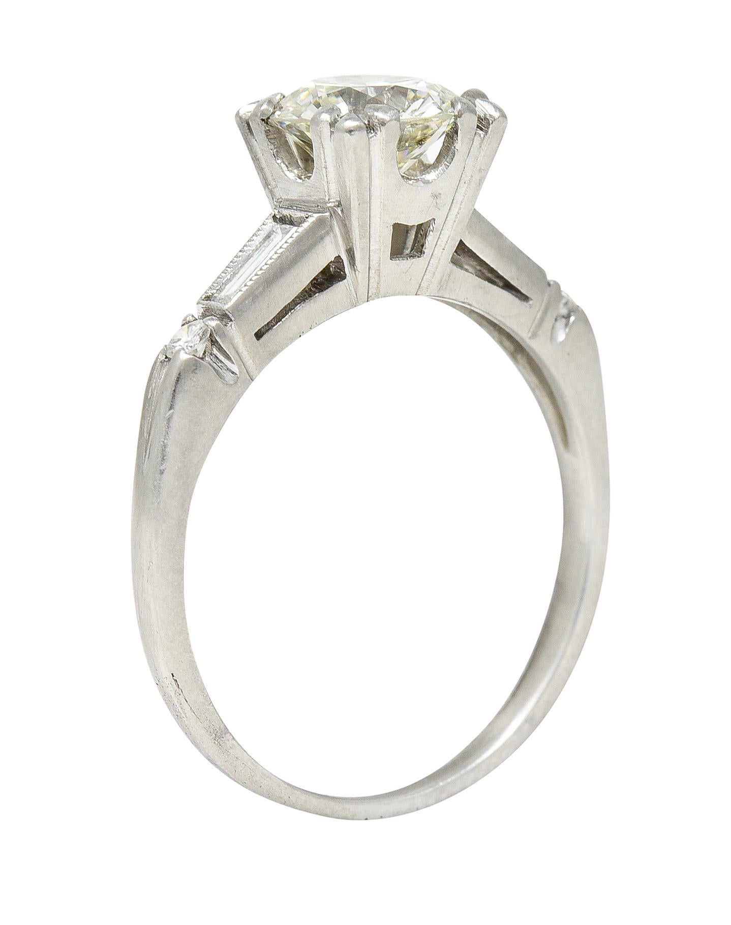 1950's Mid-Century 1.25 Carats Diamond Platinum Vintage Engagement Ring GIA 5