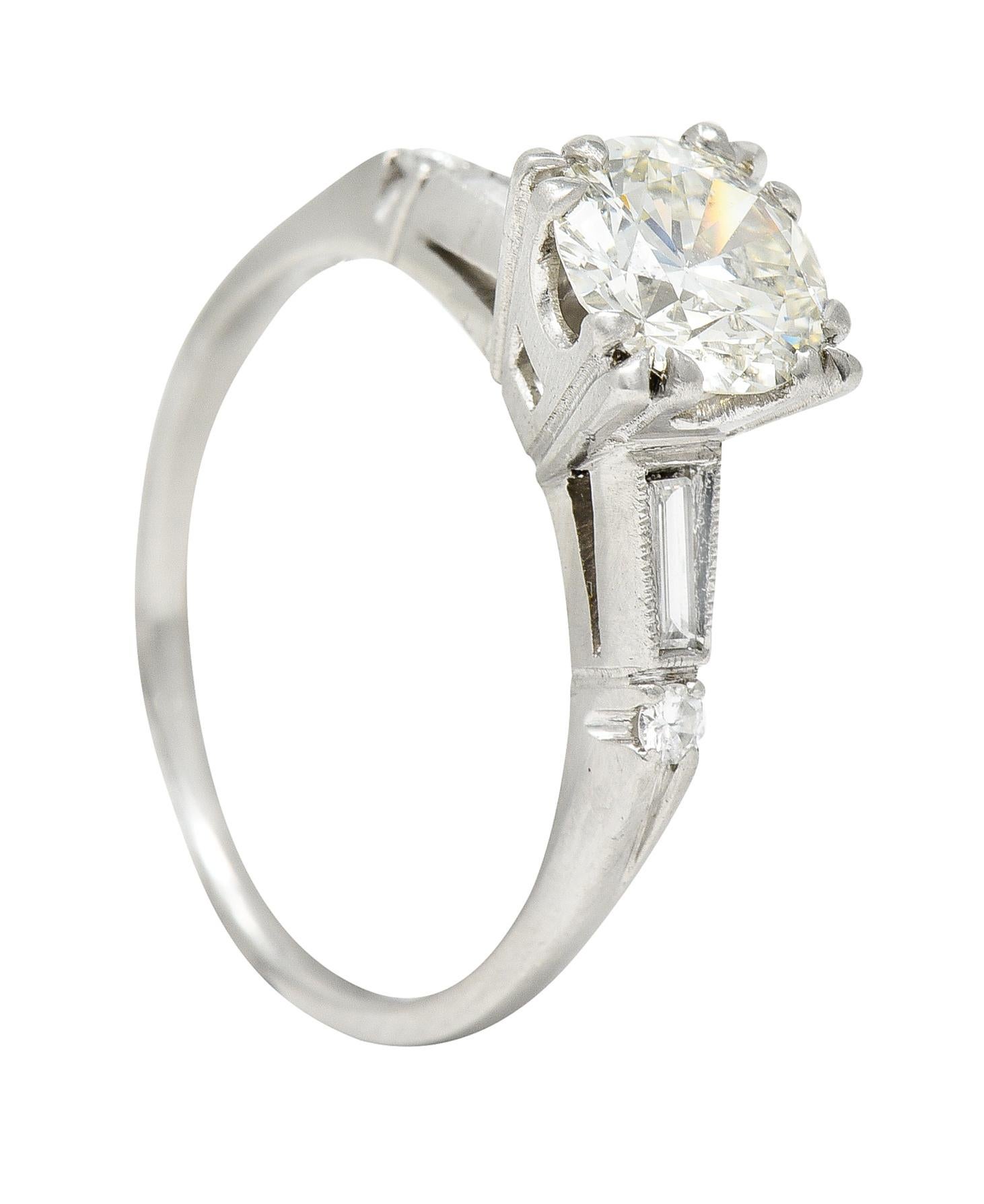 1950's Mid-Century 1.25 Carats Diamond Platinum Vintage Engagement Ring GIA 6