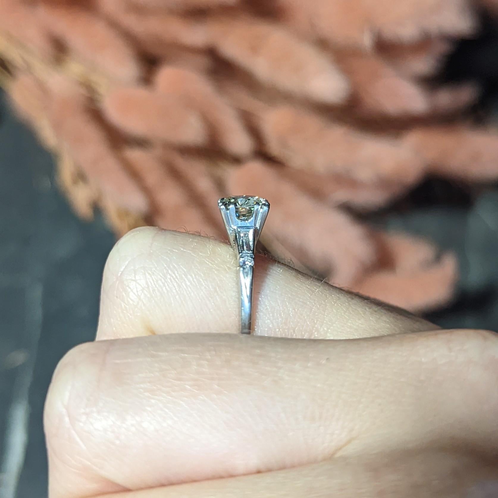 1950's Mid-Century 1.25 Carats Diamond Platinum Vintage Engagement Ring GIA 8