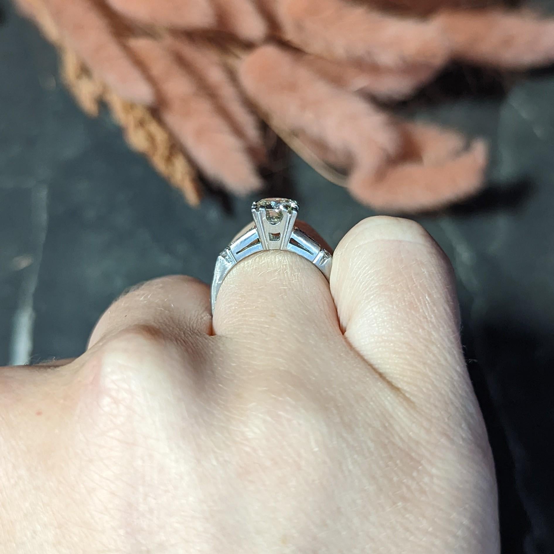 1950's Mid-Century 1.25 Carats Diamond Platinum Vintage Engagement Ring GIA 9