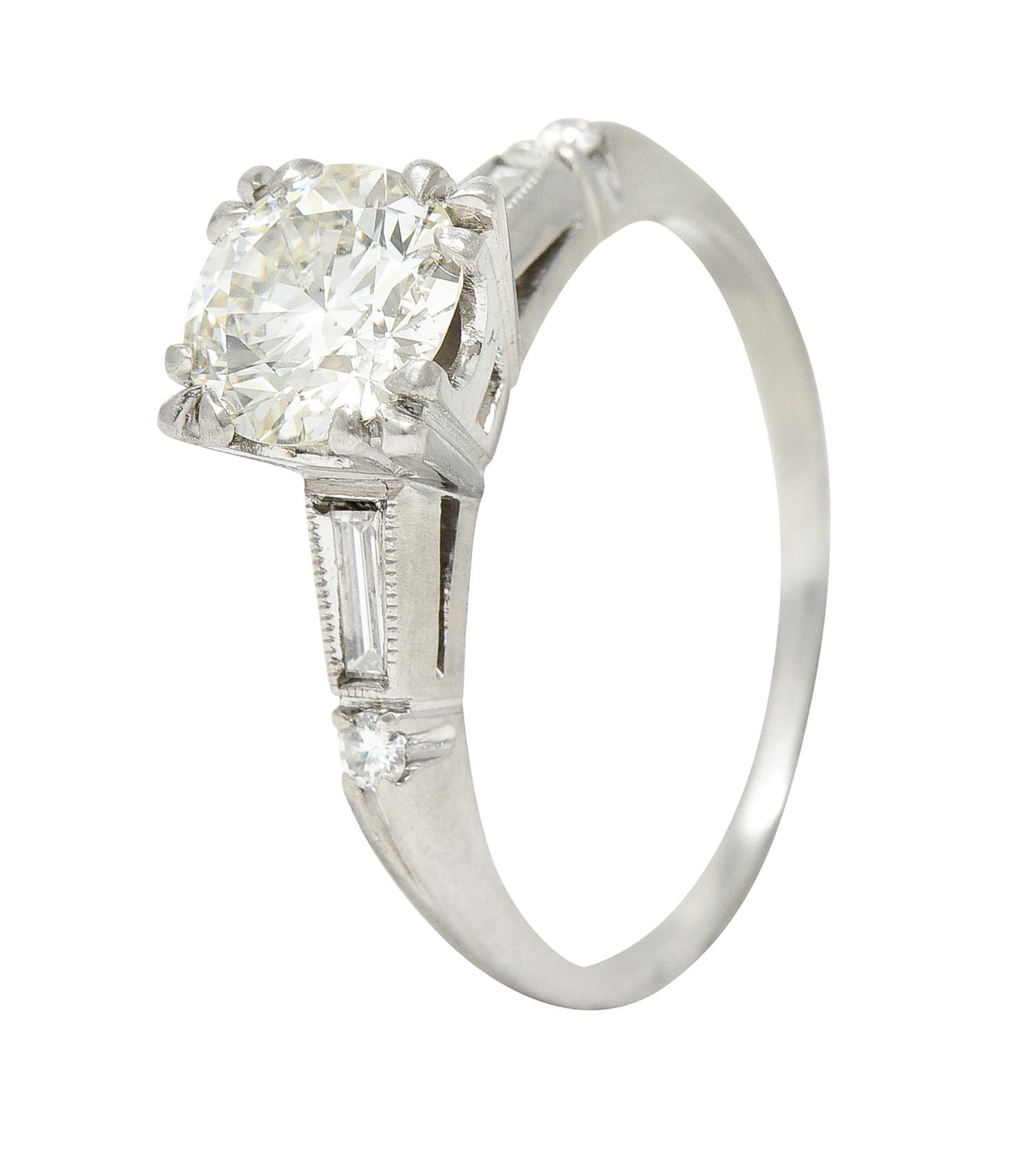 1950's Mid-Century 1.25 Carats Diamond Platinum Vintage Engagement Ring GIA 3