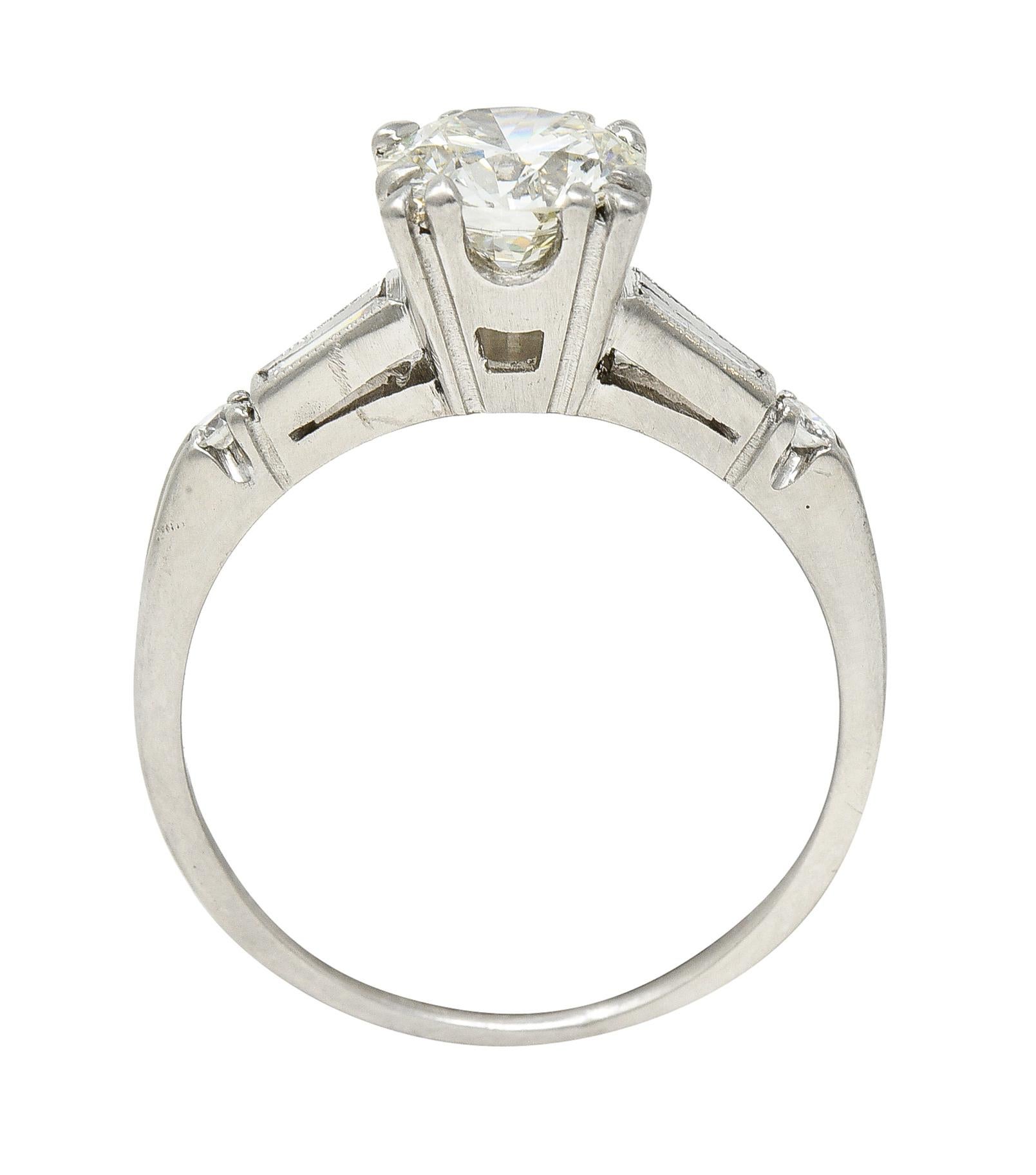 1950's Mid-Century 1.25 Carats Diamond Platinum Vintage Engagement Ring GIA 4