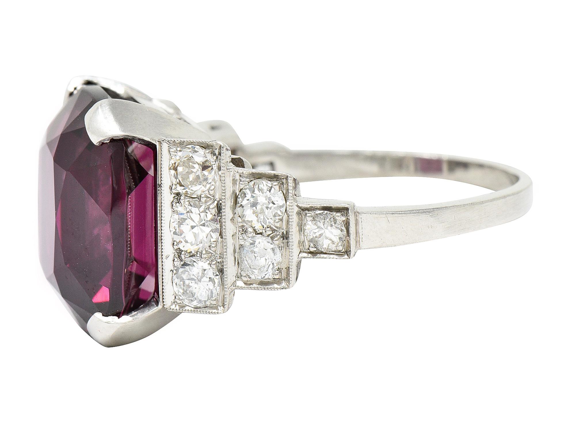 Women's or Men's 1950's Mid-Century 12.71 Carats Spinel Diamond Platinum Cocktail Ring
