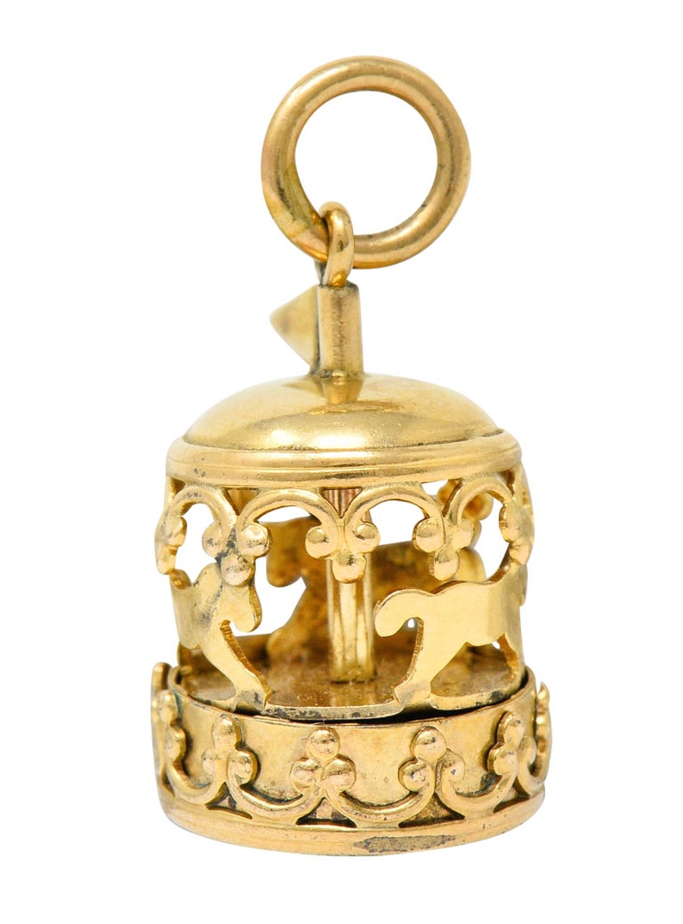 1950s Midcentury 14 Karat Gold Rotating Carousel Charm at 1stDibs 1950s Midcentury 14 Karat Gold Rotating Carousel Charm at 1stDibs